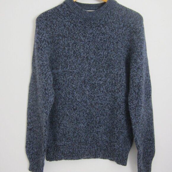 Vintage LL Bean Ragg Sweater Mens M Blue Black LS Marled Lambswool Outdoor Wool - Picture 7 of 10